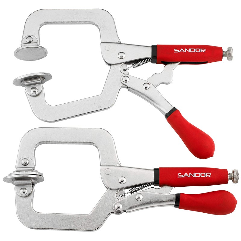 SANDOR 3" Metal Face Clamps for Woodworking - (Pack of 2) Heavy Duty C-Type Wood Clamp Tools with Ergonomic Grip for DIY, Pocket Hole Joinery, Cabinetry, Welding, Carpentry - Image 1
